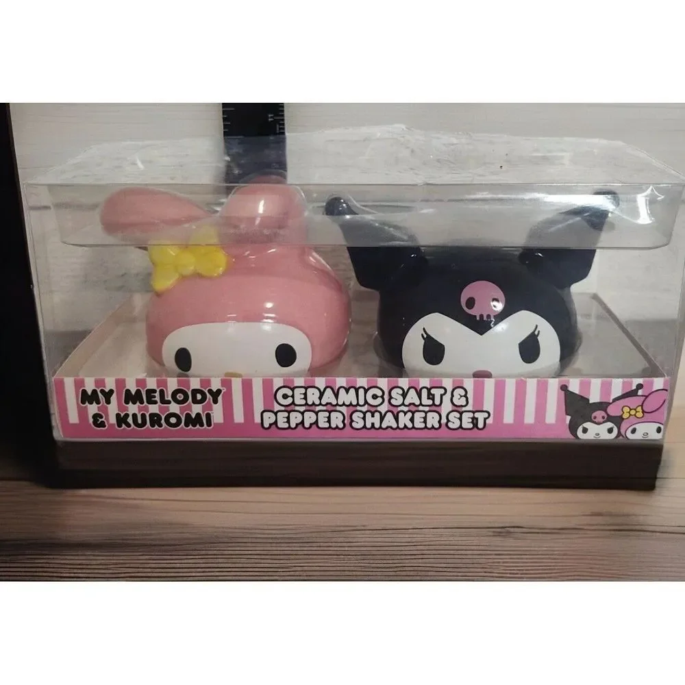 Hello Kitty Salt & Pepper Shakers Set My Melody Kuromi Ceramic Sanrio NEW In Box